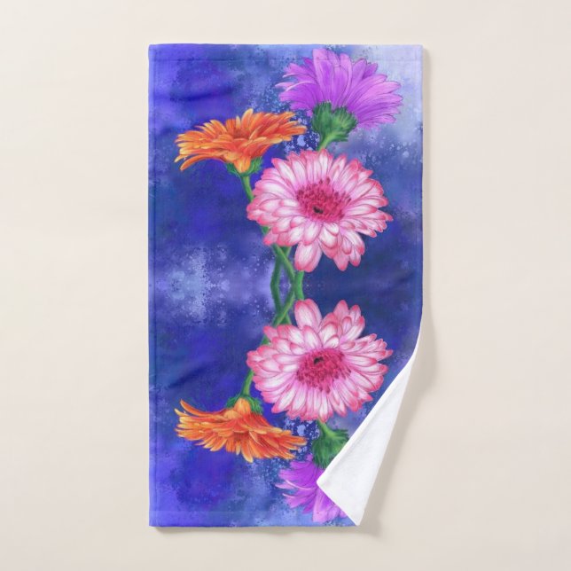 Three Colour Gerberas Bath Towel Set (Hand Towel)