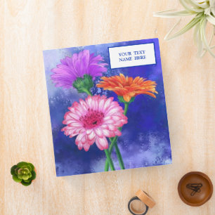 Three Colour Gerberas Binder Flowers Your Text Nam
