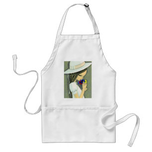Three Coloured Pansies Ikeda Shuzo cute girl art Standard Apron