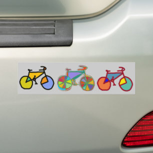 three colourful bikes bumper sticker