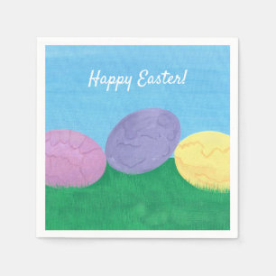 Three Colourful Eggs Happy Easter Paper Napkins