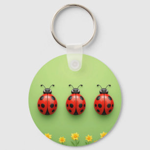 Three Colourful Ladybugs Keychain