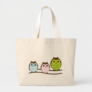 Three Colourful Owls Large Tote Bag