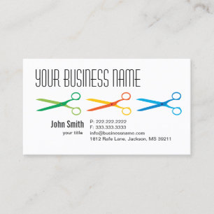Three Colourful Scissors Hair Salon Business Card
