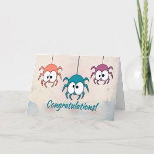 Three Colourful Spiders for Congratulation Card