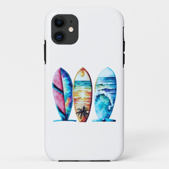  Three Colourful Watercolor Surfboards Case-Mate iPhone Case (Back)