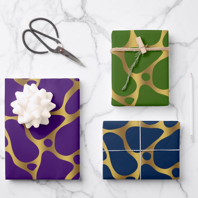 Three colours abstract giraffe pattern 2 wrapping paper sheet (Front)