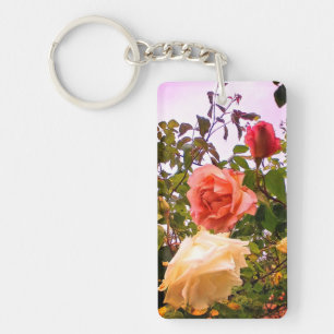 Three colours of flowers keychain
