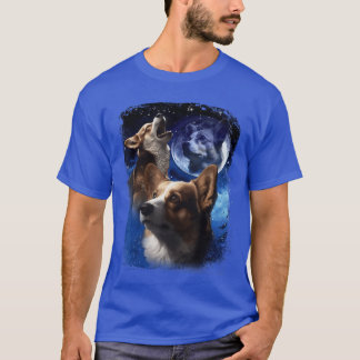 Three Corgis Howling at Moon Corgi Vintage Wolves  T-Shirt