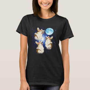 Three Corgis Howling At The Moon 3 Corgis Dog T-Shirt
