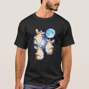 Three Corgis Howling At The Moon 3 Corgis Dog T-Shirt