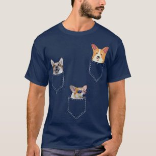 Three Corgis in Pockets Funny Retro Pop Art Corgi T-Shirt