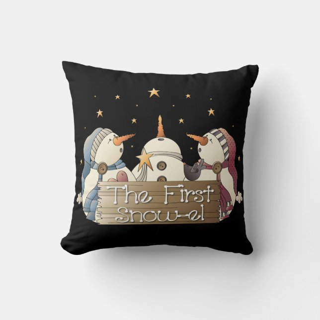 Three Country snowman throw pillow Christmas (Front)