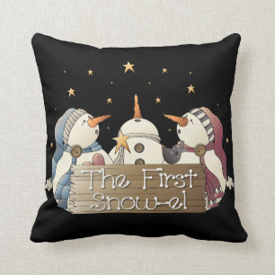 Three Country snowman throw pillow Christmas
