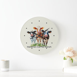 Three Cows Humorous Personalized  Large Clock