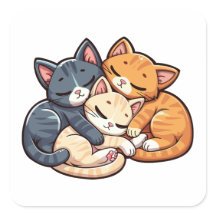 Three Cozy Sleeping Kittens Cat Lover Art Design