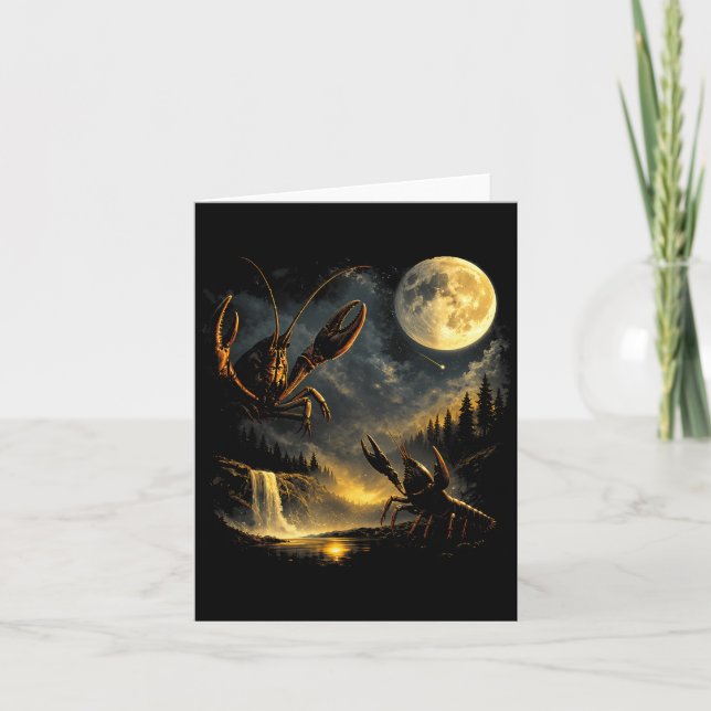 Three Crawfish Moon Crawfish Howling to The Moon Card (Front)
