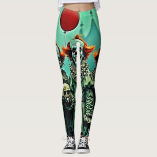 Three Creepy Clowns Skull Fear Design Leggings