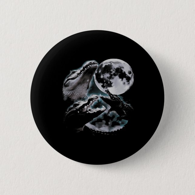 Three Crocodiles Moon Funny 3 Alligator Dead Moon  2 Inch Round Button (Front)