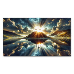 Three Crosses at a Lake  Magnetic Business Card