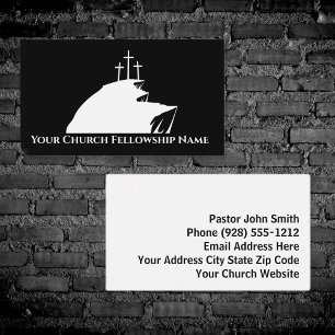 Three Crosses Cliff Black/White Church Pastor  Business Card