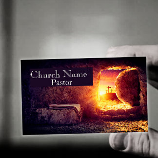 Three Crosses Empty Tomb Church Pastor  Business Card
