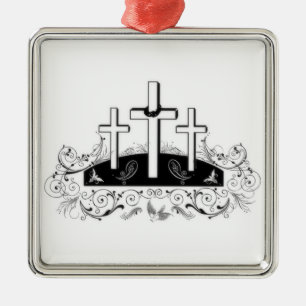Three crosses metal ornament