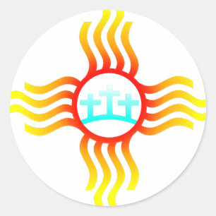 Three Crosses New Mexico Zia Classic Round Sticker
