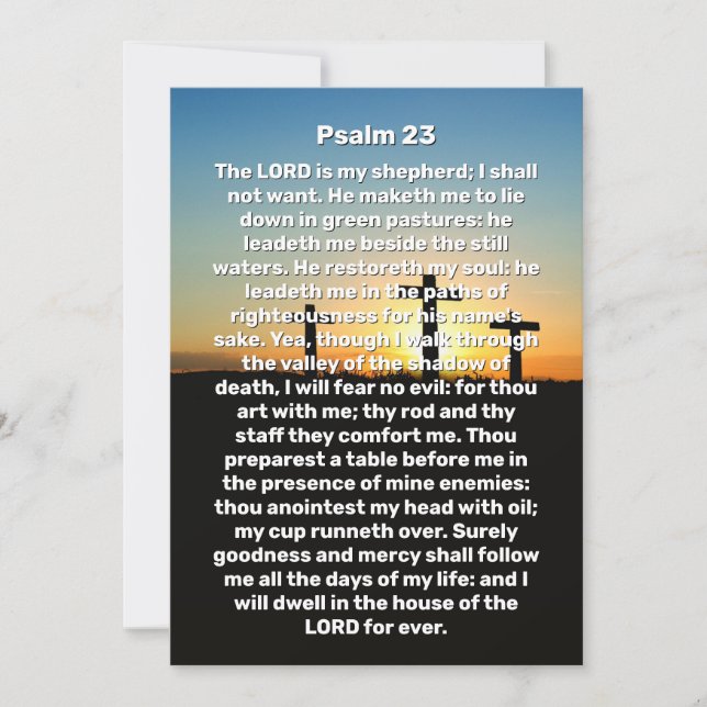 Three Crosses Psalm 23 Sunset Celebration of Life  Invitation (Front)