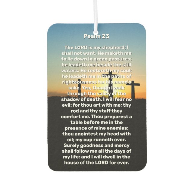 Three Crosses Psalm 23 Sunset Memorial  Air Freshener (Front)