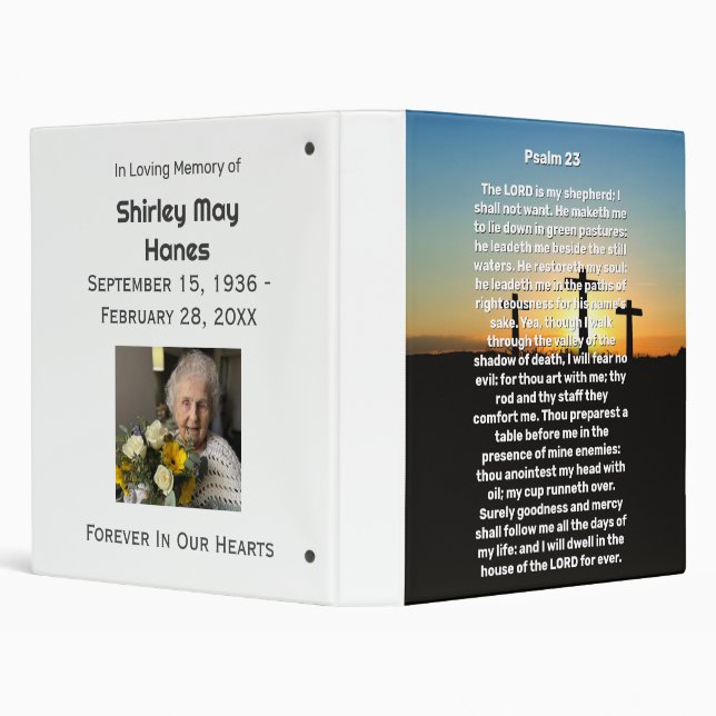 Three Crosses Psalm 23 Sunset Memorial Photo Album Binder (Background)