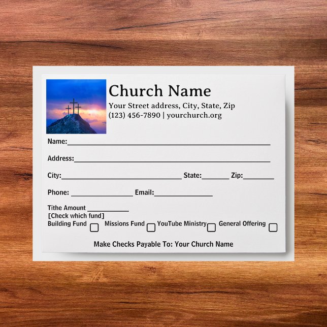 Three Crosses Sunset Church Tithe Offering Envelope (Three Crosses Sunset Church Tithe Offering Envelope)