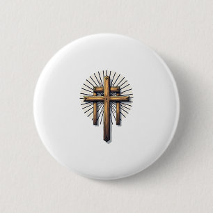 Three Crosses Vintage Engraving Faith Tee (1) 2 Inch Round Button