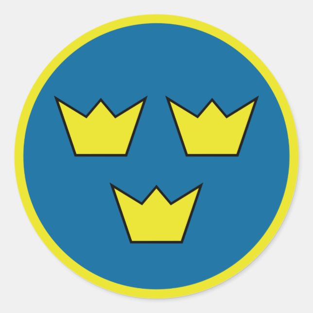 Three Crowns Swedish Emblem Classic Round Sticker (Front)