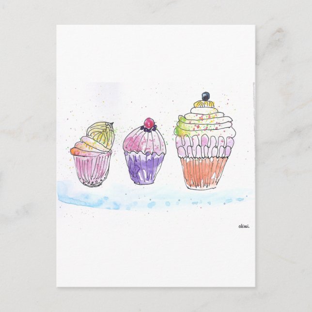 Three Cupcakes Postcard (Front)
