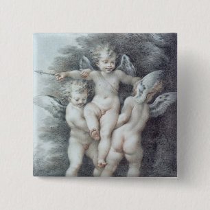 Three Cupids 2 Inch Square Button