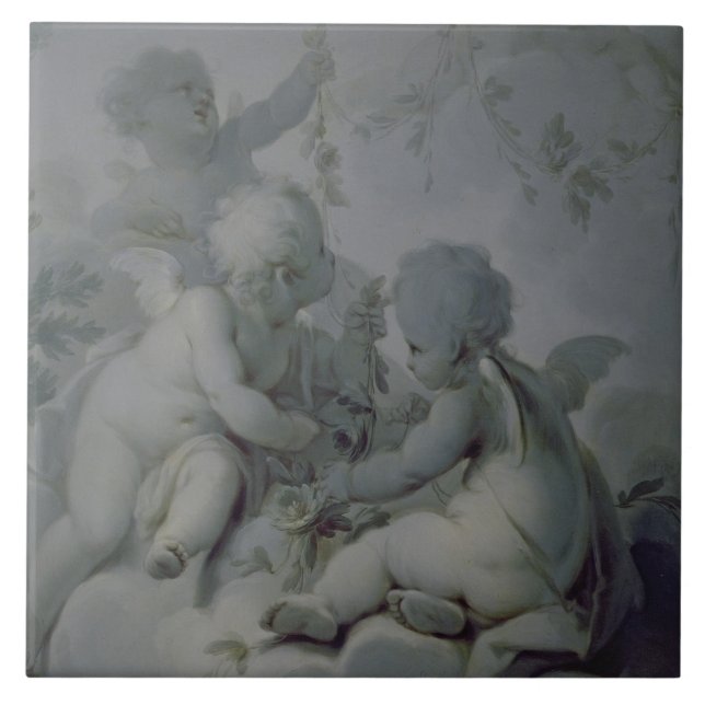 Three Cupids, c.1775 Tile (Front)