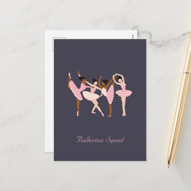 Three Cute Ballerinas  Holiday Postcard (Front/Back In Situ)