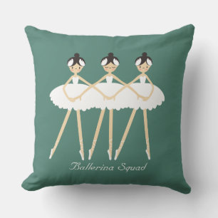 Three Cute Ballerinas , White Dresses Throw Pillow