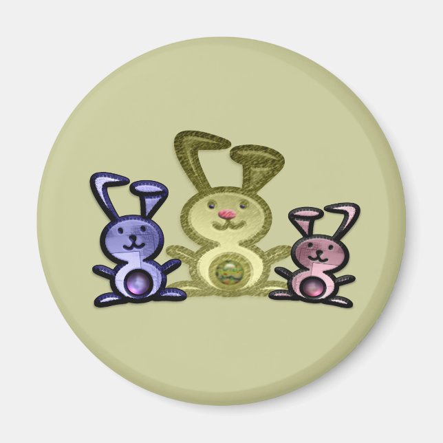 Three Cute Bunnies Magnet (Front)
