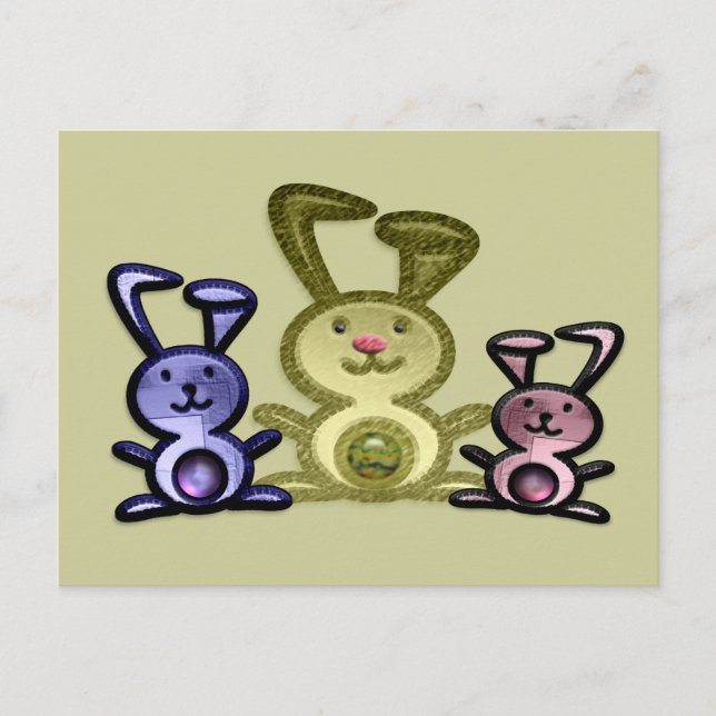 Three Cute Bunnies Postcard (Front)