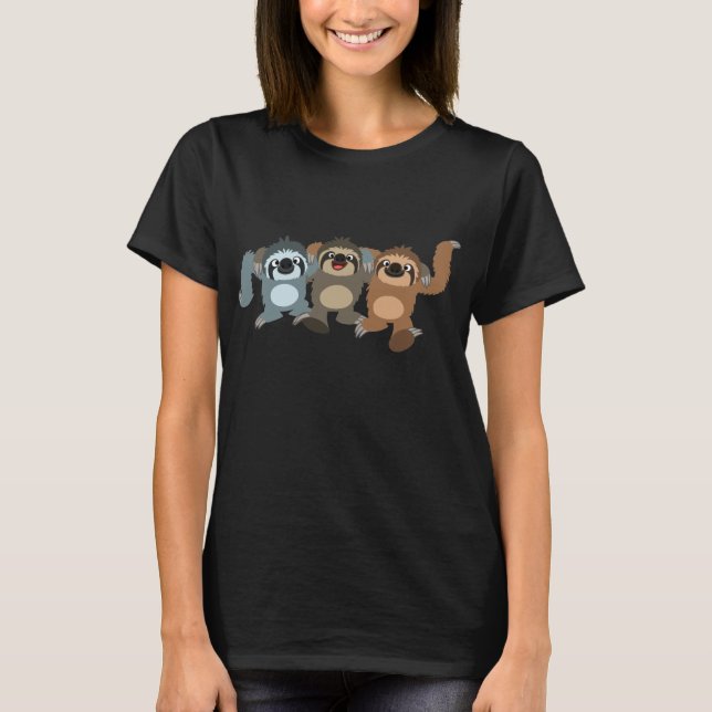Three Cute Cartoon Sloths Women T-Shirt (Front)