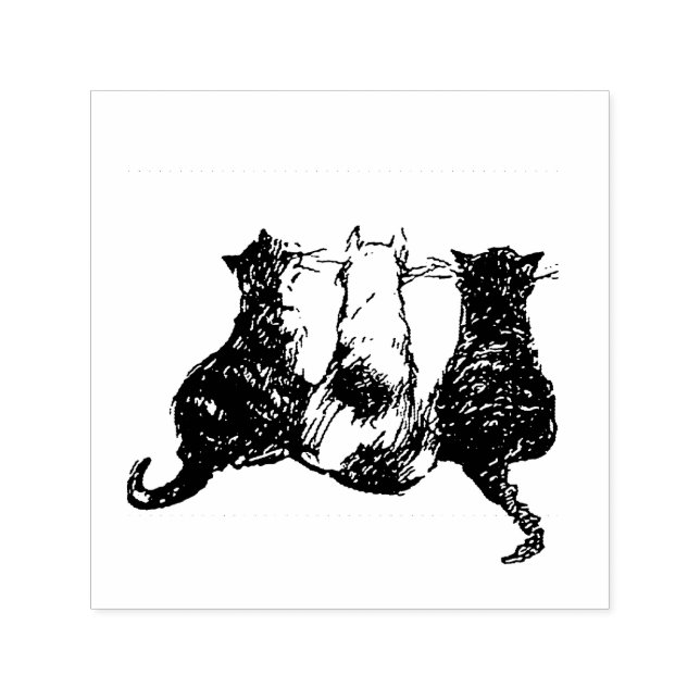 Three cute cats in a row self-inking stamp (Design)