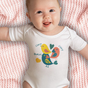 Three Cute Chirping Birds Baby Bodysuit