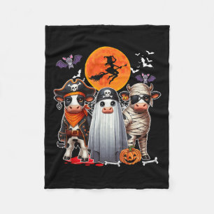 Three Cute Cows Cosplay Pirate Boo Mummy Halloween Fleece Blanket