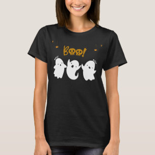 Three Cute Ghosts Boo Skulls Spiders Halloween T-Shirt