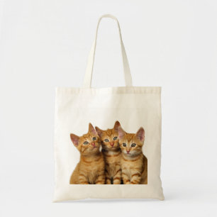 Three Cute Ginger Cat Kittens Friends Head Photo - Tote Bag