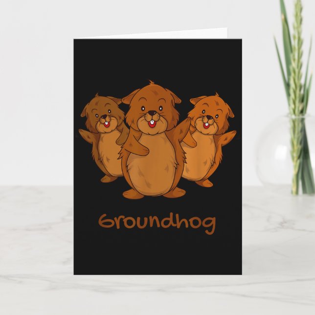 Three Cute Groundhogs Funny Woodchuck &amp; Ground Card (Front)