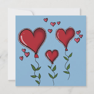 Three Cute Hearts Invitation Card