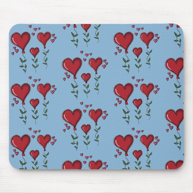 Three Cute Hearts Mouse Pad (Front)